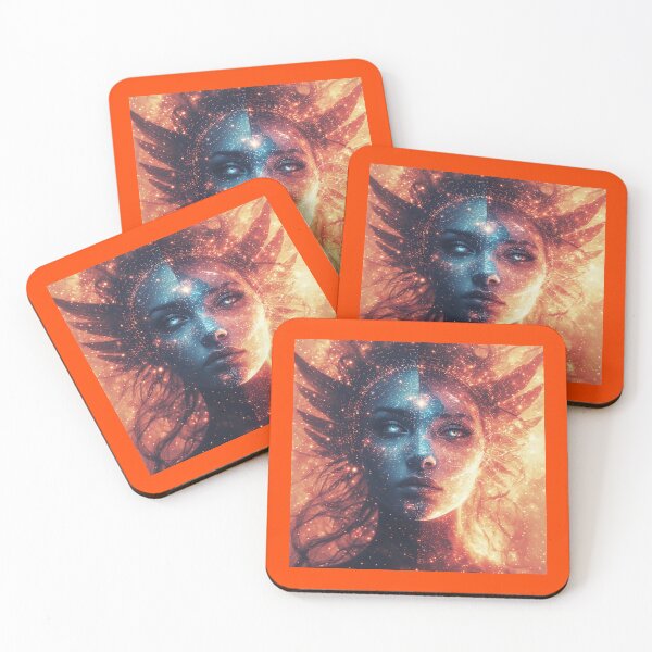 Item preview, Primal Duality: Awakened Soul Split - Cosmic Fire & Ice Portrait Art designed and sold by AscendedLight — Dark Fantasy & Gothic Art.