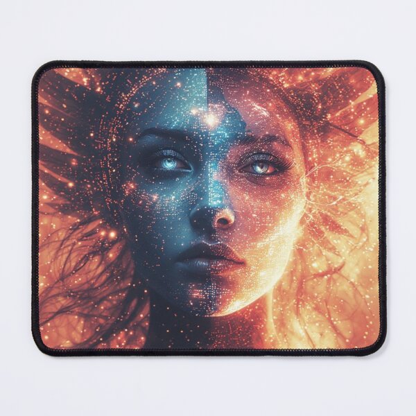 Item preview, Primal Duality: Awakened Soul Split - Cosmic Fire & Ice Portrait Art designed and sold by Eden Underground Radio (Official Merch).