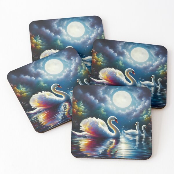 Item preview, Celestial Serenity – Twin Swans Beneath the Enchanted Mo designed and sold by SusanAlajoki.