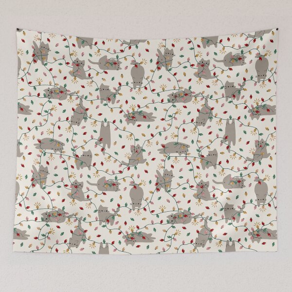 Item preview, Merry Mischief Christmas Cats [color: cream] designed and sold by Becca Alessi.