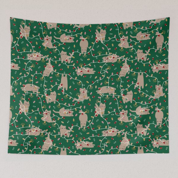 Item preview, Merry Mischief Christmas Cats [color: pine green] designed and sold by Becca Alessi.
