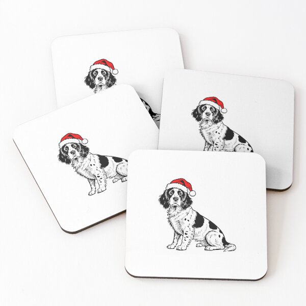 Item preview, Christmas English Springer Spaniel Silhouette | Santa Hat Dog Art | Festive Black and White Design designed and sold by JollyCritters.