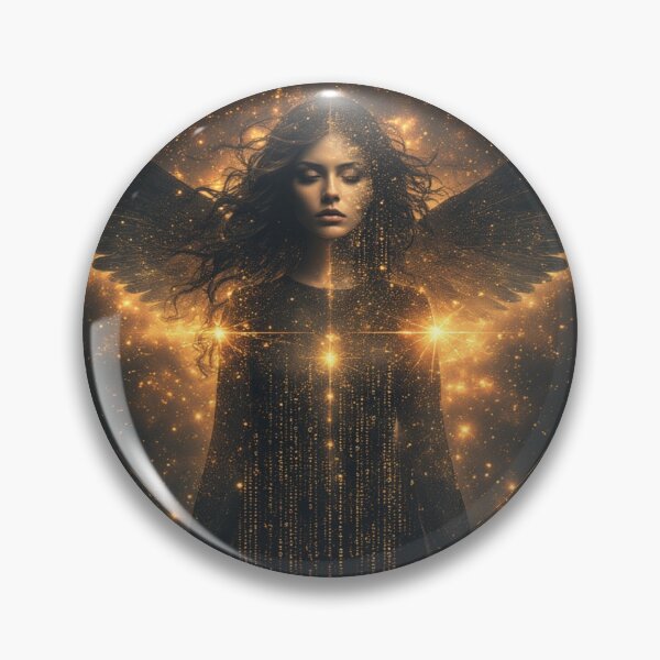 Item preview, Digital Seraphim: Cosmic Revelation - Golden-Winged Cyber Angel Art designed and sold by Eden Underground Radio (Official Merch).
