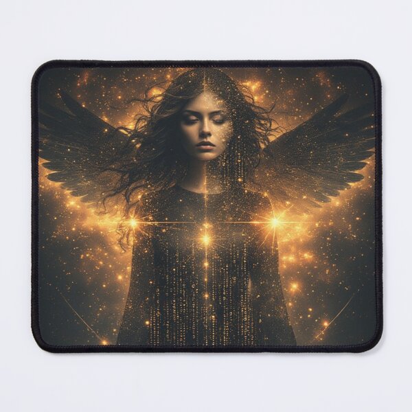 Item preview, Digital Seraphim: Cosmic Revelation - Golden-Winged Cyber Angel Art designed and sold by Eden Underground Radio (Official Merch).