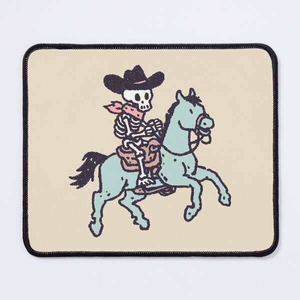Item preview, Skeleton Cowboy on Galloping Mint Horse, Retro Western Illustration designed and sold by Magnificent Lizard.