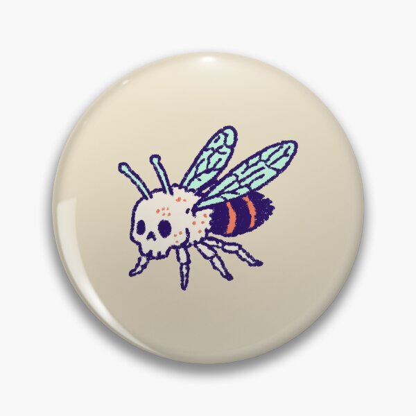 Item preview, Skeleton Bee, skull-faced crayon-style illustration designed and sold by Magnificent Lizard.