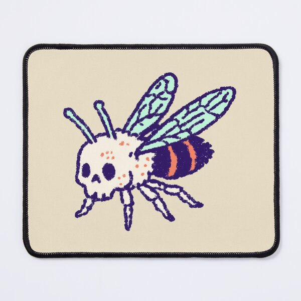 Item preview, Skeleton Bee, skull-faced crayon-style illustration designed and sold by Magnificent Lizard.