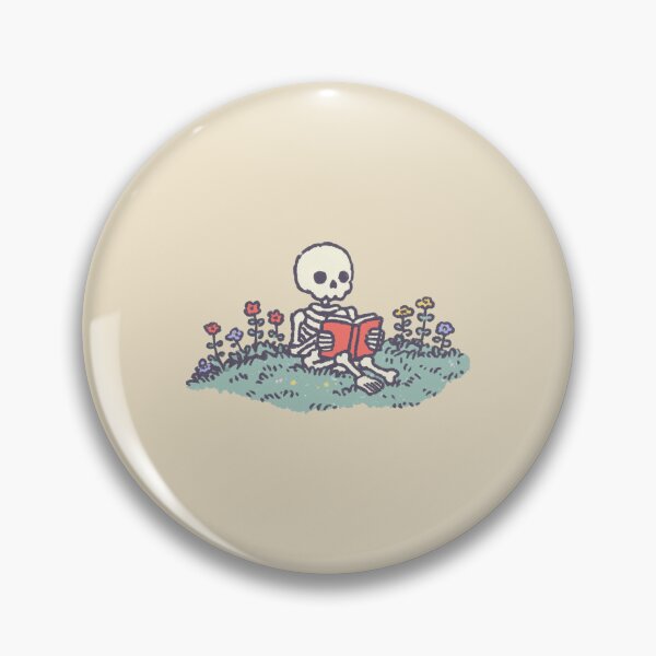Item preview, Mossy Overgrown Skeleton Reading, whimsical pastel scene designed and sold by Magnificent Lizard.