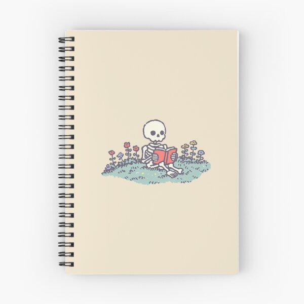 Item preview, Mossy Overgrown Skeleton Reading, whimsical pastel scene designed and sold by Magnificent Lizard.