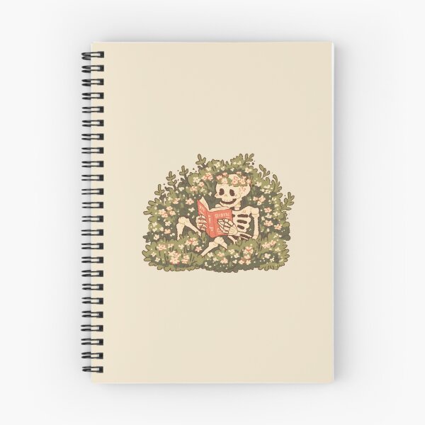 Item preview, Mossy Overgrown Skeleton Reading, whimsical floral illustration designed and sold by Magnificent Lizard.
