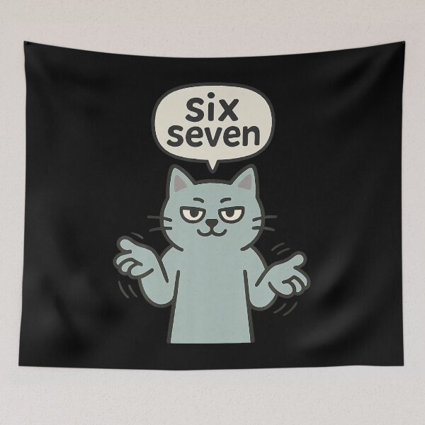 Item preview, 67 Six Seven 6-7 Cat - Funny Kids Gaming Brainrot Meme  designed and sold by LouisaOReilly.