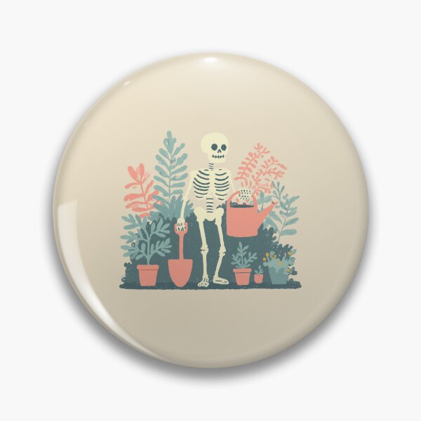Item preview, Gardening Skeleton Plants, whimsical pastel botanical illustration designed and sold by Magnificent Lizard.