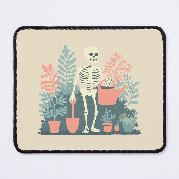 Item preview, Gardening Skeleton Plants, whimsical pastel botanical illustration designed and sold by Magnificent Lizard.