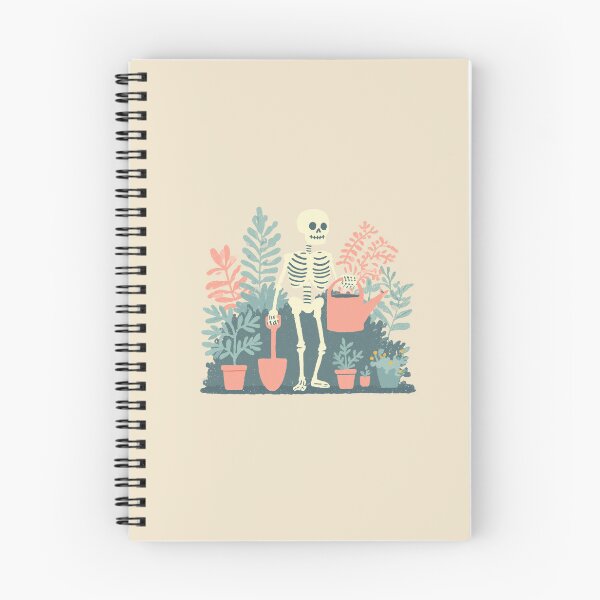 Item preview, Gardening Skeleton Plants, whimsical pastel botanical illustration designed and sold by Magnificent Lizard.