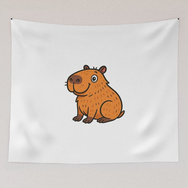 Item preview, Cute Capybara Cartoon – Happy Capybara Illustration – Adorable Animal Art designed and sold by RetroPop23.