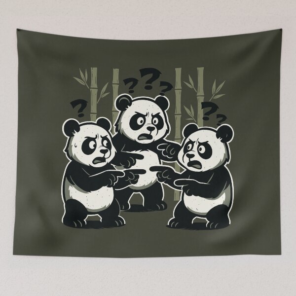 Item preview, Three Confused Pandas Pointing at Each Other designed and sold by Ghost on Toast.