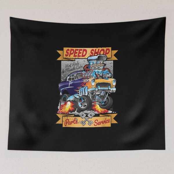 Item preview, Retro Speed Shop Hotrod Classic Muscle Car Cartoon Graphic designed and sold by MarkVHulings.