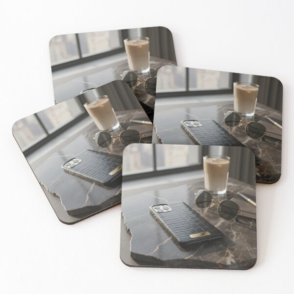 Item preview, Cell phone with crocodile skin cover,Black glasses with gold frames designed and sold by ThralStore.