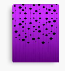 Black ovals, dots on strings purple pattern Canvas Print