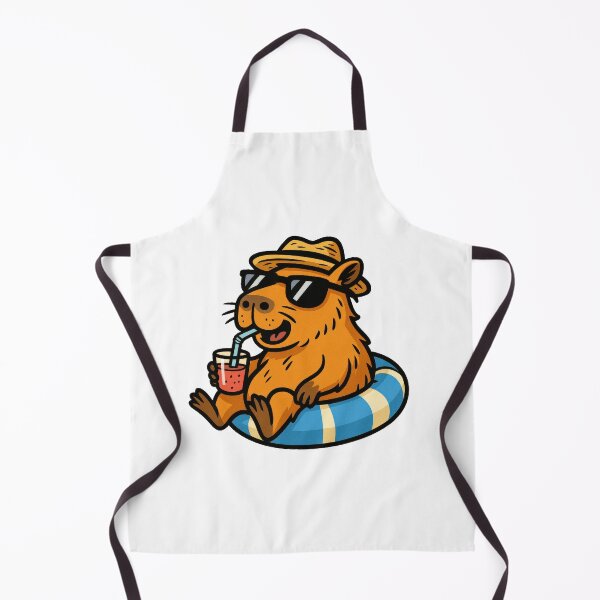 Item preview, Cool Capybara Relaxing With Drink In Pool Float Summer Vibes Art designed and sold by RetroPop23.