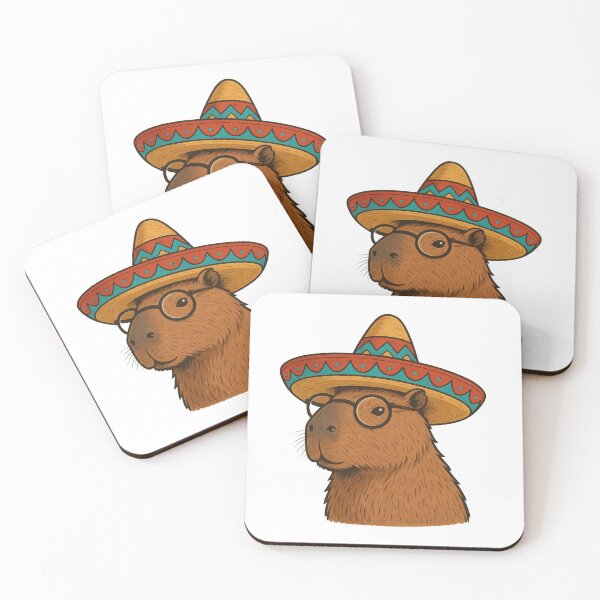 Item preview, Capybara With Sombrero And Glasses Funny Smart Capybara Art designed and sold by RetroPop23.