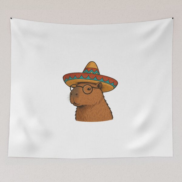Item preview, Capybara With Sombrero And Glasses Funny Smart Capybara Art designed and sold by RetroPop23.