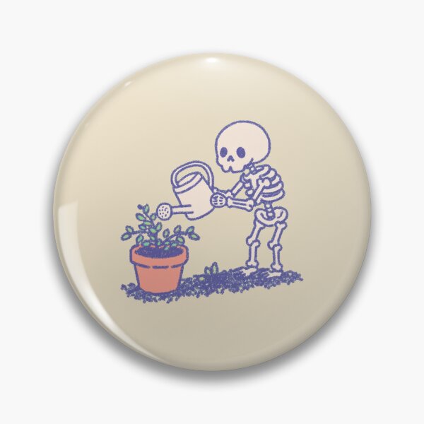 Item preview, Gardening Skeleton Plants, whimsical pastel crayon illustration designed and sold by Magnificent Lizard.