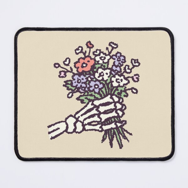 Item preview, Flowers Bouquet Skeleton, skeleton hand holding pastel wildflower bouquet designed and sold by Magnificent Lizard.