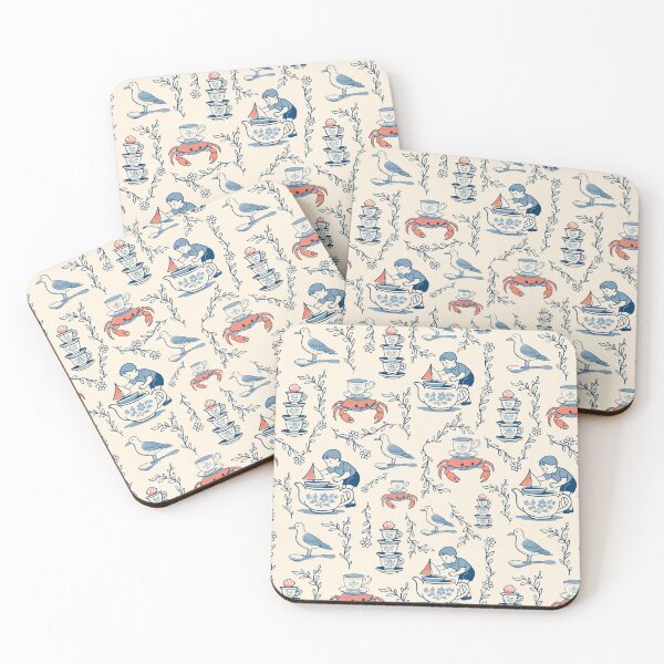 Item preview, Teacup Regatta — Coastal Storybook Toile designed and sold by AtelierBrumeArt.