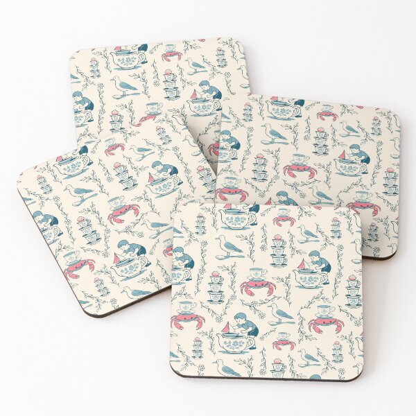 Item preview, Pink Teacup Regatta — Coastal Storybook Toile designed and sold by AtelierBrumeArt.