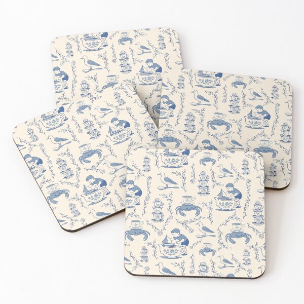 Item preview, Navy Teacup Regatta — Coastal Storybook Toile designed and sold by AtelierBrumeArt.