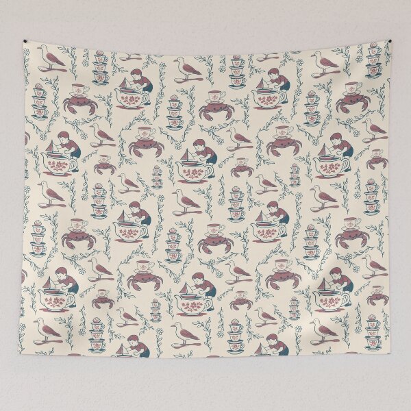 Item preview, Dark Teacup Regatta — Coastal Storybook Toile designed and sold by AtelierBrumeArt.