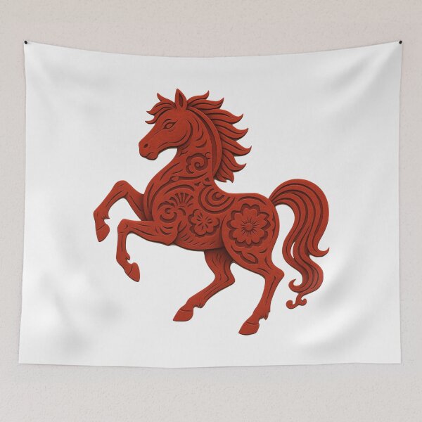 Item preview, Red Year of the Horse Papercraft Design designed and sold by Vendeloc.
