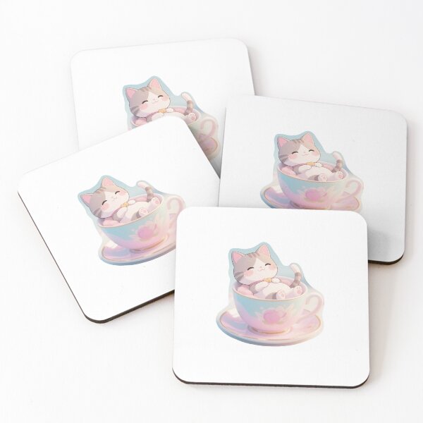 Item preview, Cute Cat in vintage teacup with flow decal  designed and sold by JustJoasi.