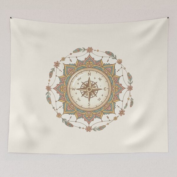Item preview, Vintage Compass Rose and Feathers designed and sold by EsenciaZen.
