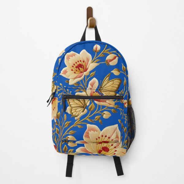 Item preview, Embroidery of a Pair of Butterflies among Cream and Shaded Flowers designed and sold by Ciervo Primavera.