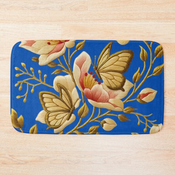 Item preview, Embroidery of a Pair of Butterflies among Cream and Shaded Flowers designed and sold by Ciervo Primavera.
