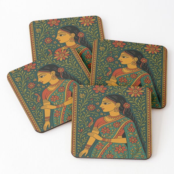 Item preview, "Madhubani Grace – Traditional Indian Folk Art Design"  designed and sold by Agrawal Fashion .