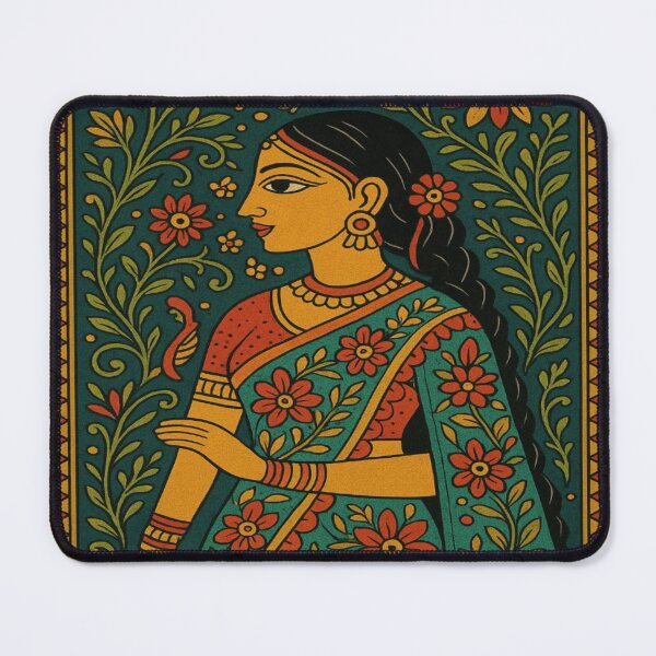 Item preview, "Madhubani Grace – Traditional Indian Folk Art Design"  designed and sold by Agrawal Fashion .