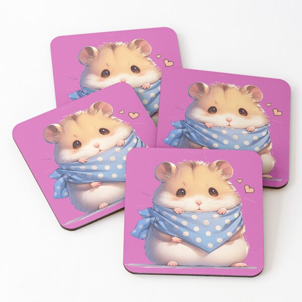 Item preview, Adorable Baby Hamster in Blue Bandana Cartoon Sticker designed and sold by PaintbrushPlace.