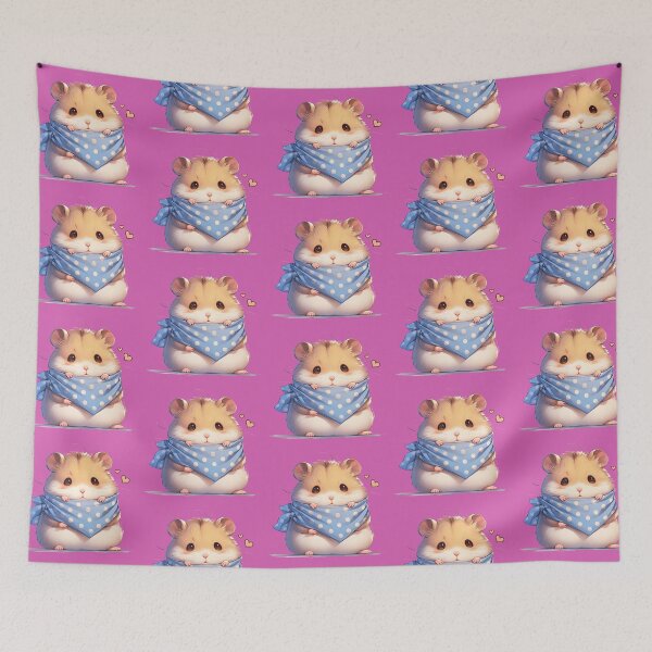 Item preview, Adorable Baby Hamster in Blue Bandana Cartoon Sticker designed and sold by PaintbrushPlace.