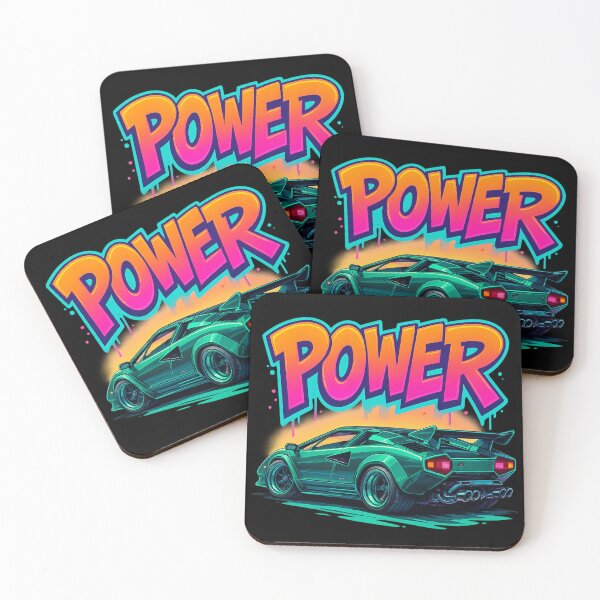 Item preview, POWER – Retro Supercar with Neon Graffiti / Ahau Designs designed and sold by Ahau Designs.