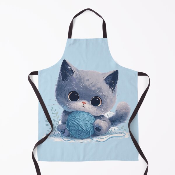 Item preview, Playful Baby Kitten with Yarn Ball and Blue Bell Collar Sticker designed and sold by PaintbrushPlace.