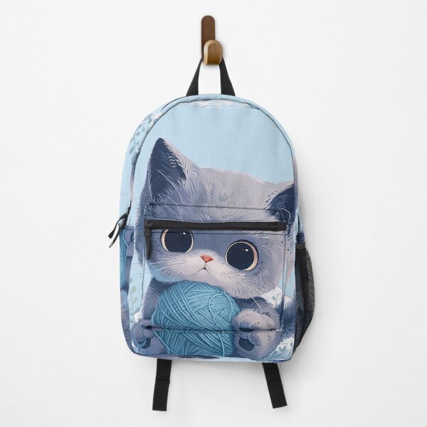 Item preview, Playful Baby Kitten with Yarn Ball and Blue Bell Collar Sticker designed and sold by PaintbrushPlace.