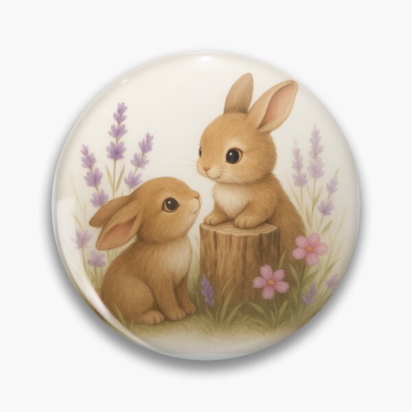 Item preview, Two Baby Bunnies Playing by a Tree Stump designed and sold by FunscapeHQ.