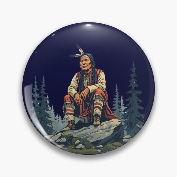 Item preview, Majestic Native American Chief Sitting on a Rock in the Forest designed and sold by Caira-Design.