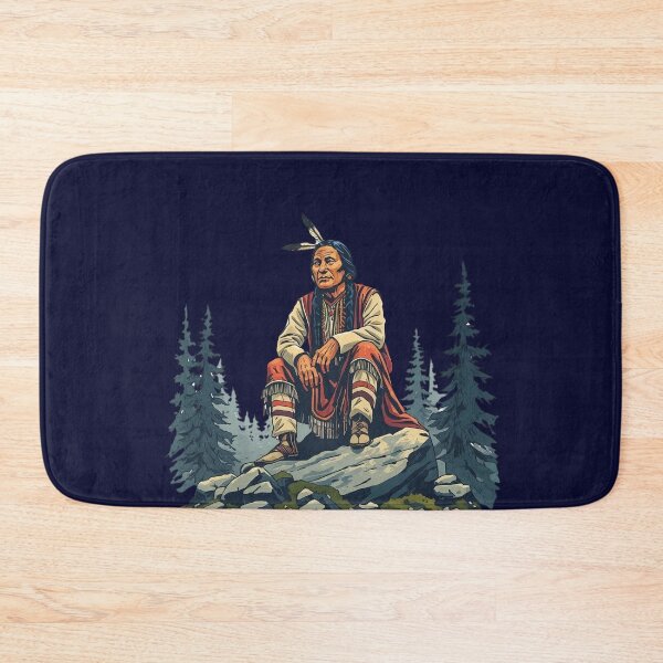 Item preview, Majestic Native American Chief Sitting on a Rock in the Forest designed and sold by Caira-Design.