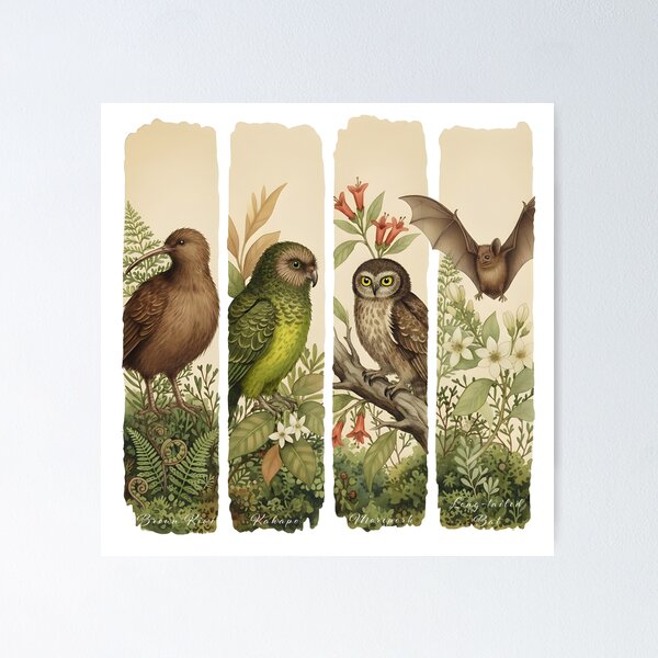Item preview, Aotearoa Night Chorus – Kiwi, Kākāpō, Ruru & Pekapeka designed and sold by MvuuStudio.