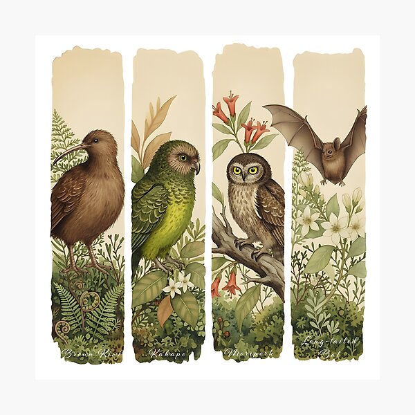 Item preview, Aotearoa Night Chorus – Kiwi, Kākāpō, Ruru & Pekapeka designed and sold by MvuuStudio.