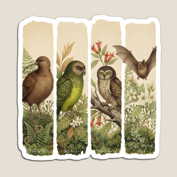 Item preview, Aotearoa Night Chorus – Kiwi, Kākāpō, Ruru & Pekapeka designed and sold by MvuuStudio.